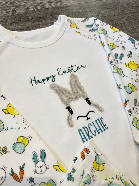Personalised white baby pyjamas