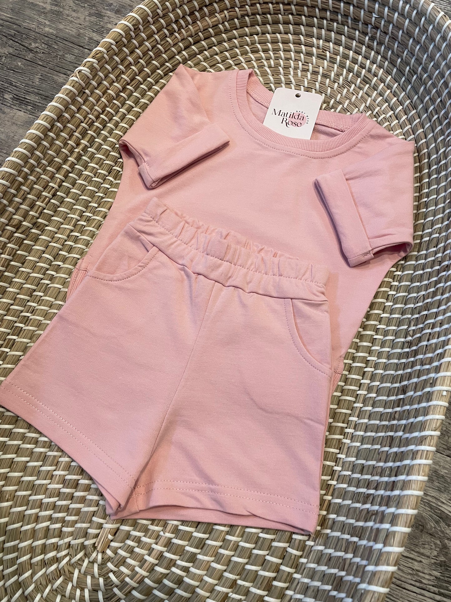 Personalised Pink t-shirt & shorts set