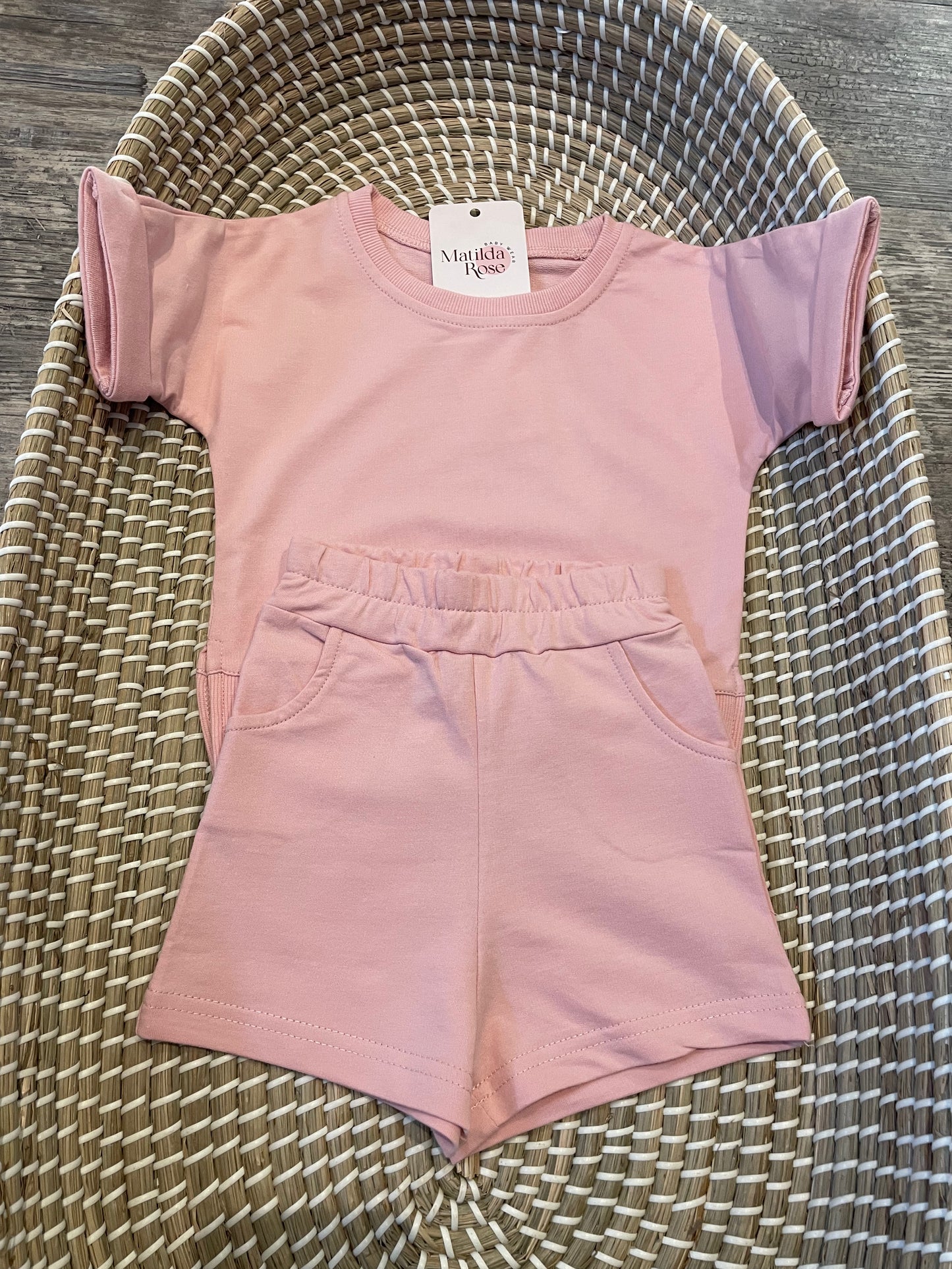 Personalised Pink t-shirt & shorts set