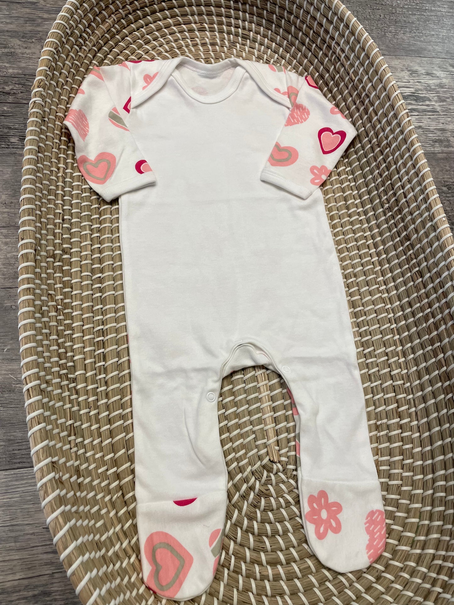 Personalised valentines sleepsuits