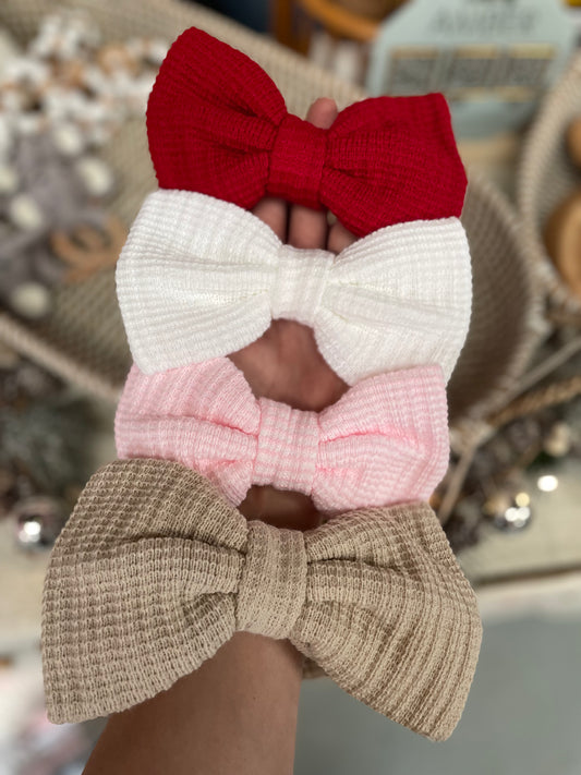 Waffle knit bow headband